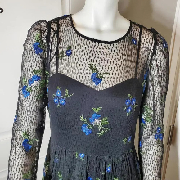 Taylor Dresses Women's Long Sleeve Embroidered A-Line Dress Size 8 - Picture 8 of 16